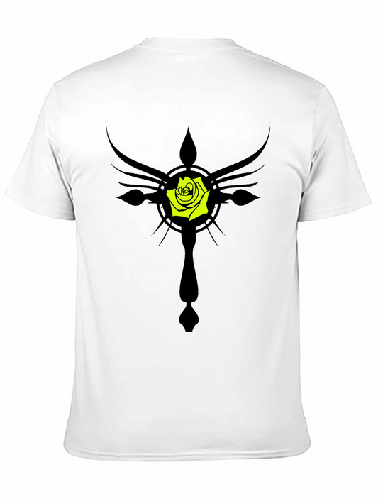Rose Cross Graphic Black T-Shirt
