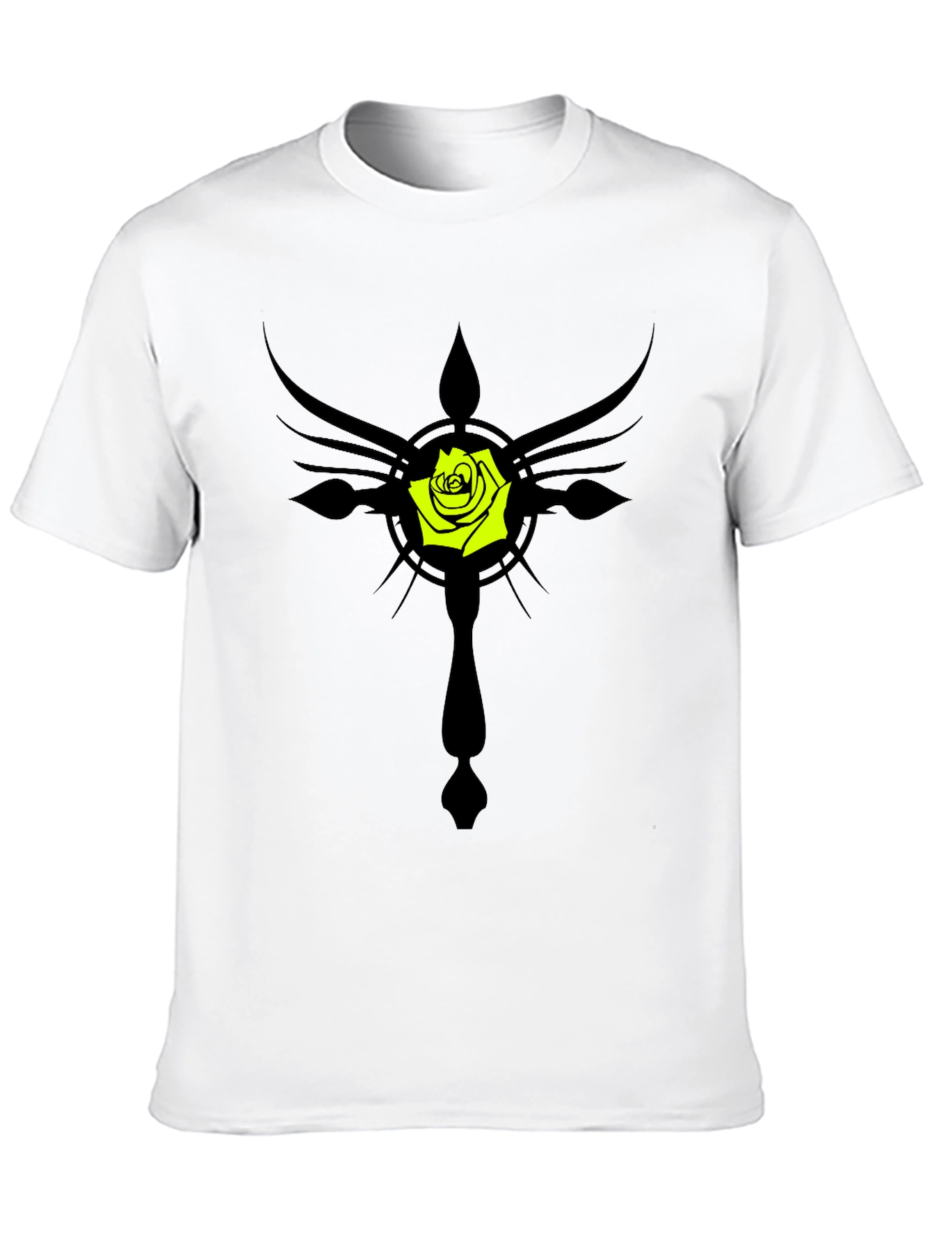 Rose Cross Graphic Black T-Shirt