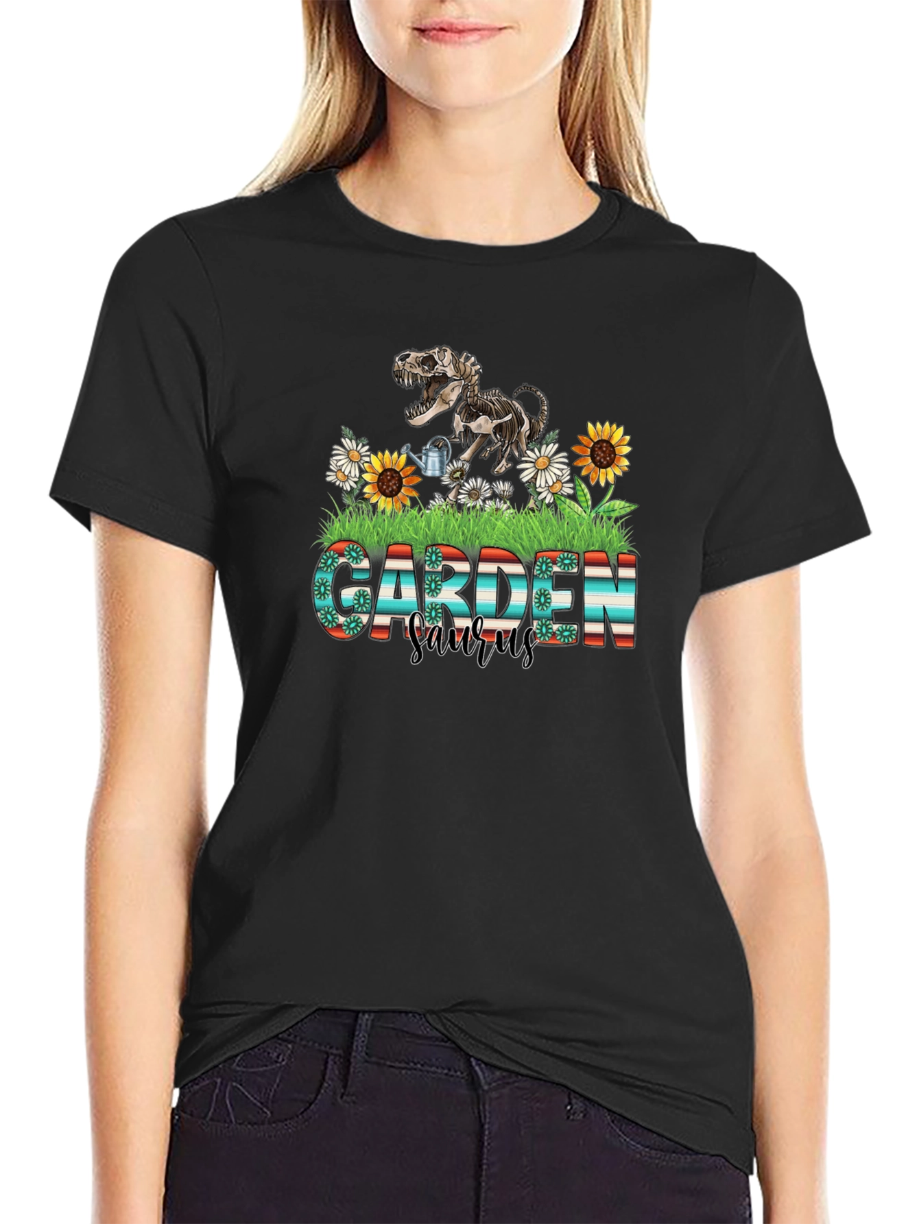 Garden Saurus T-Shirt Dinosaur Skeleton Tee