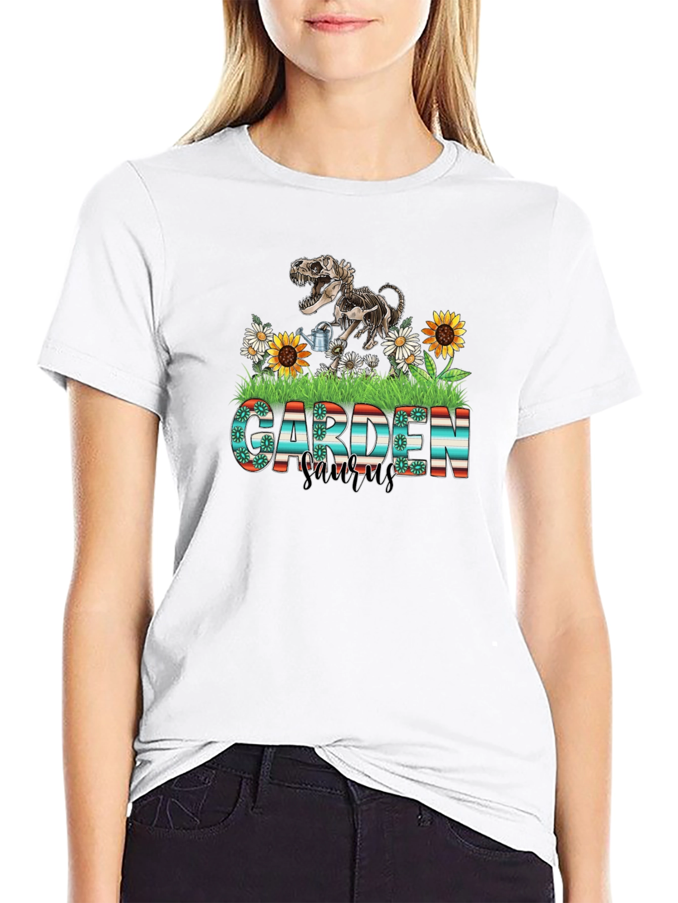 Garden Saurus T-Shirt Dinosaur Skeleton Tee
