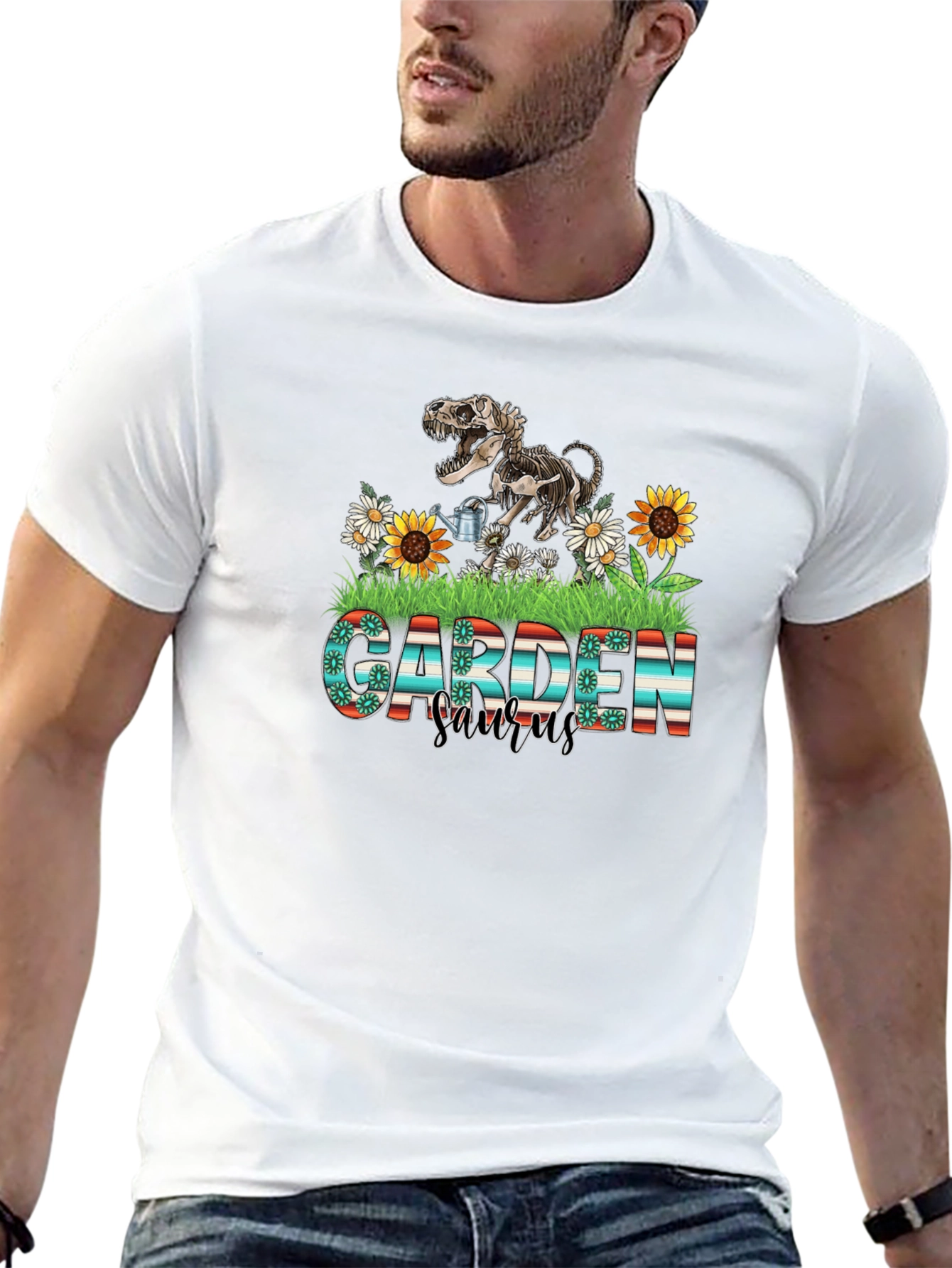 Garden Saurus T-Shirt Dinosaur Skeleton Tee