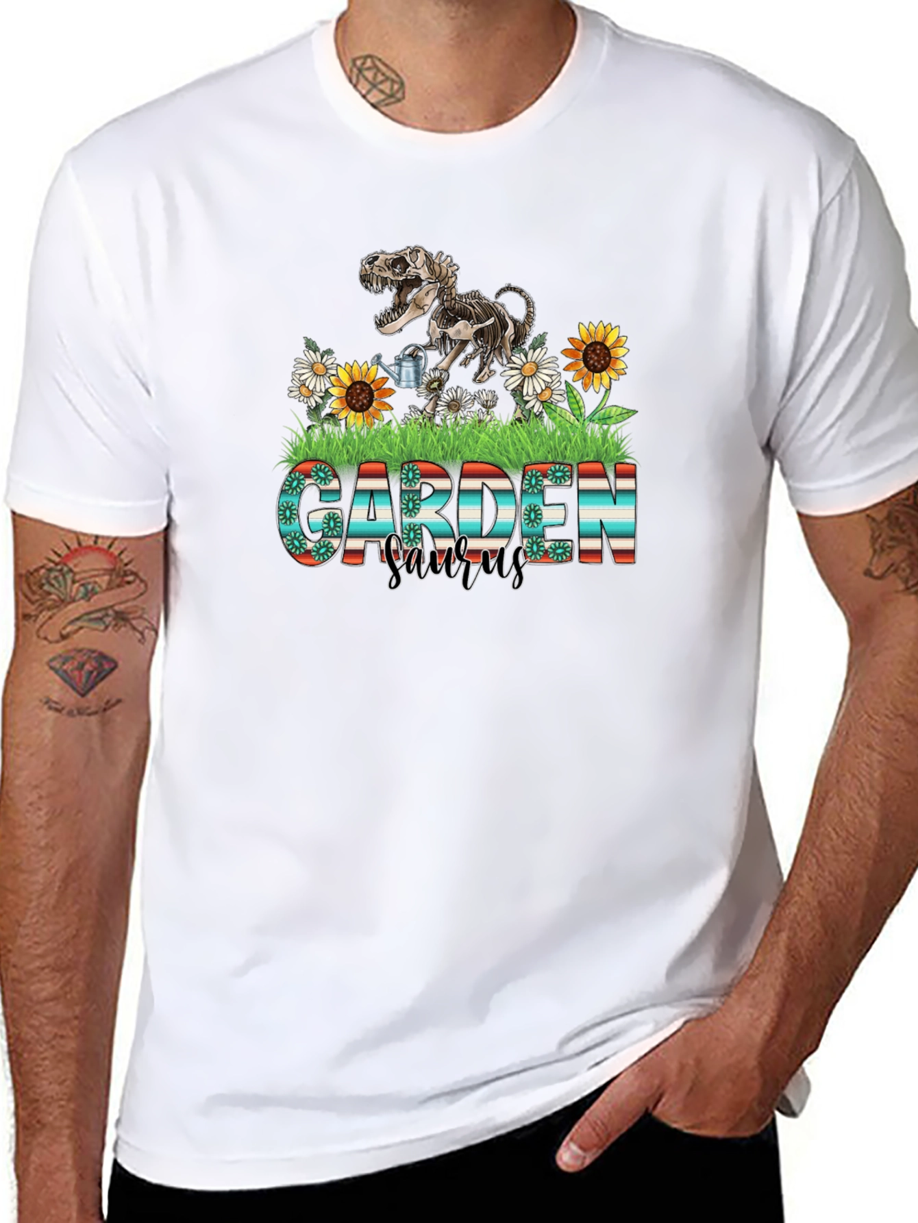 Garden Saurus T-Shirt Dinosaur Skeleton Tee