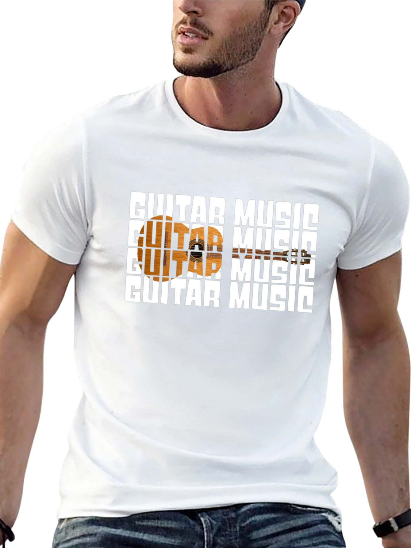 Guitar Music Graphic Black T-Shirt