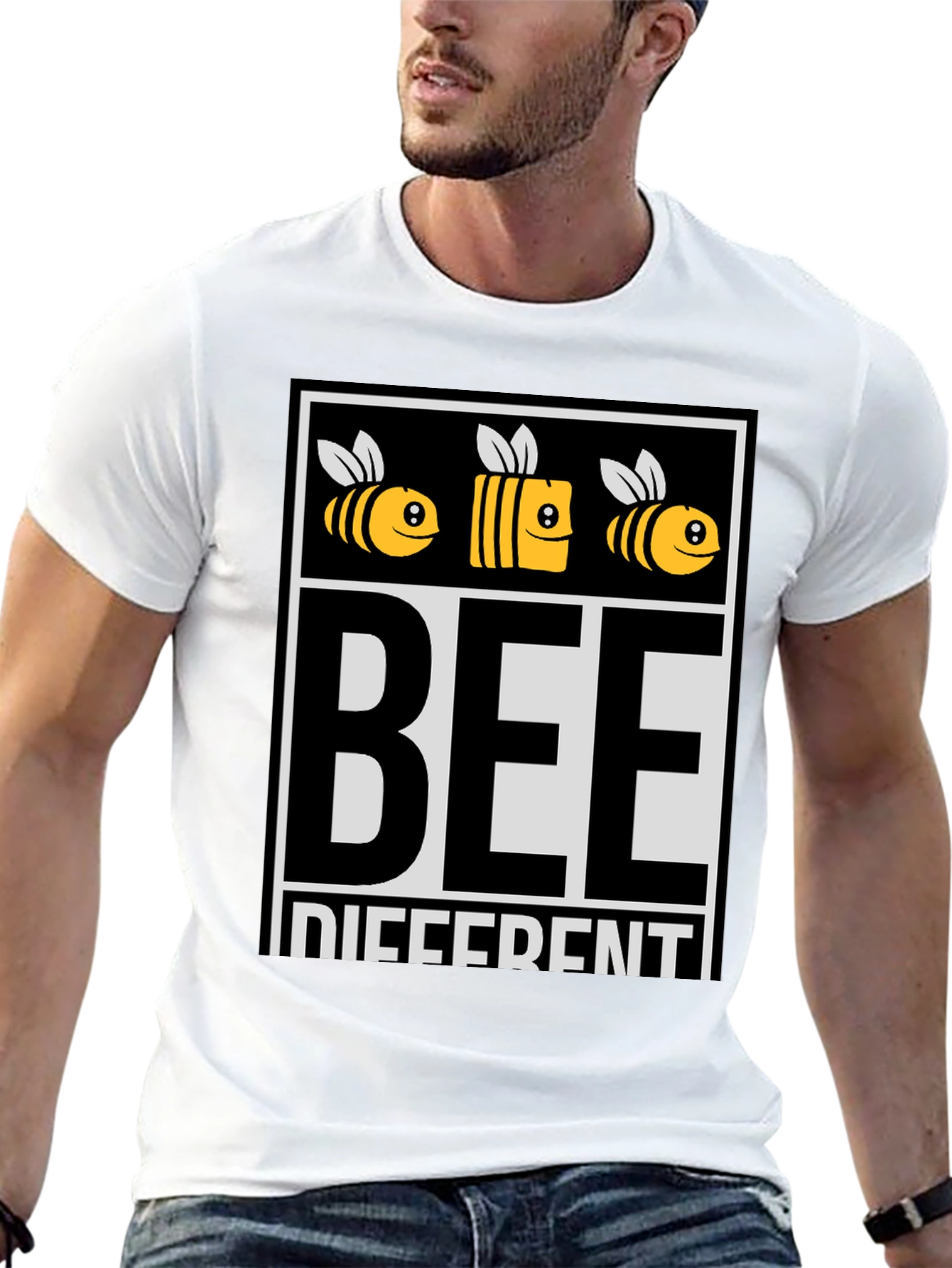 Bee Different Graphic Tee - Black Cotton T-Shirt