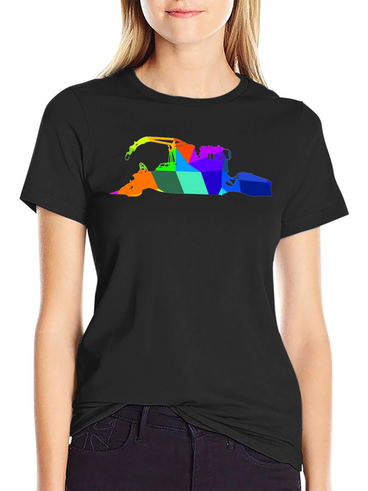 Abstract Rainbow Crane Black T-Shirt