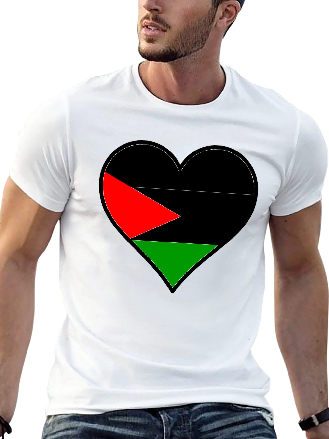 Palestine Flag Heart Graphic T-Shirt