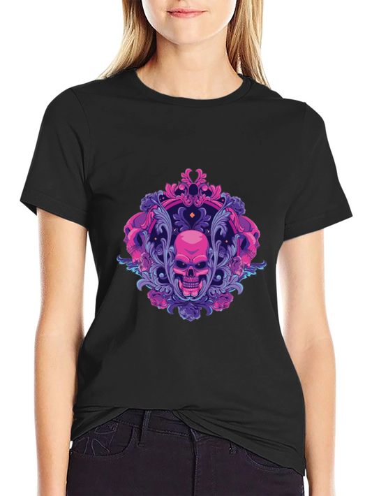 Skull Ornament Graphic Tee - Gothic Design