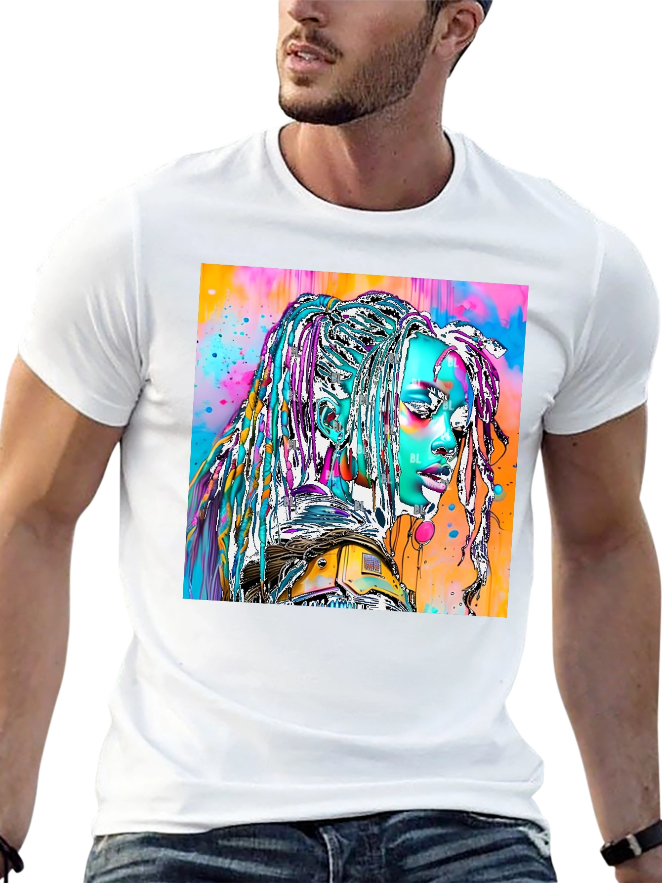 Vibrant Futuristic Graphic Print Tee