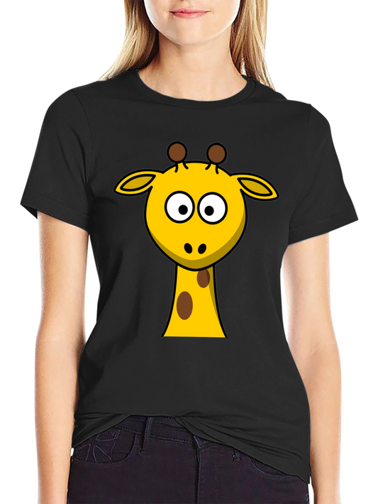Cute Giraffe Graphic Black T-Shirt