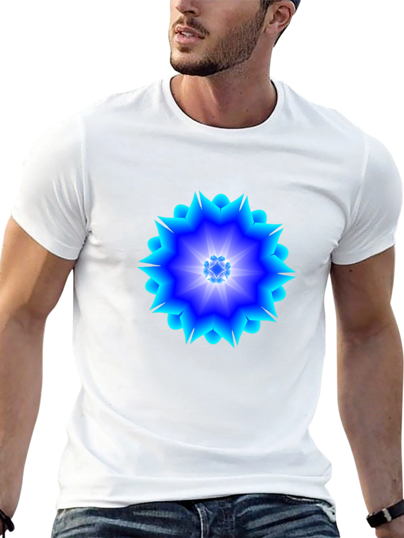 Geometric Blue Burst T-Shirt