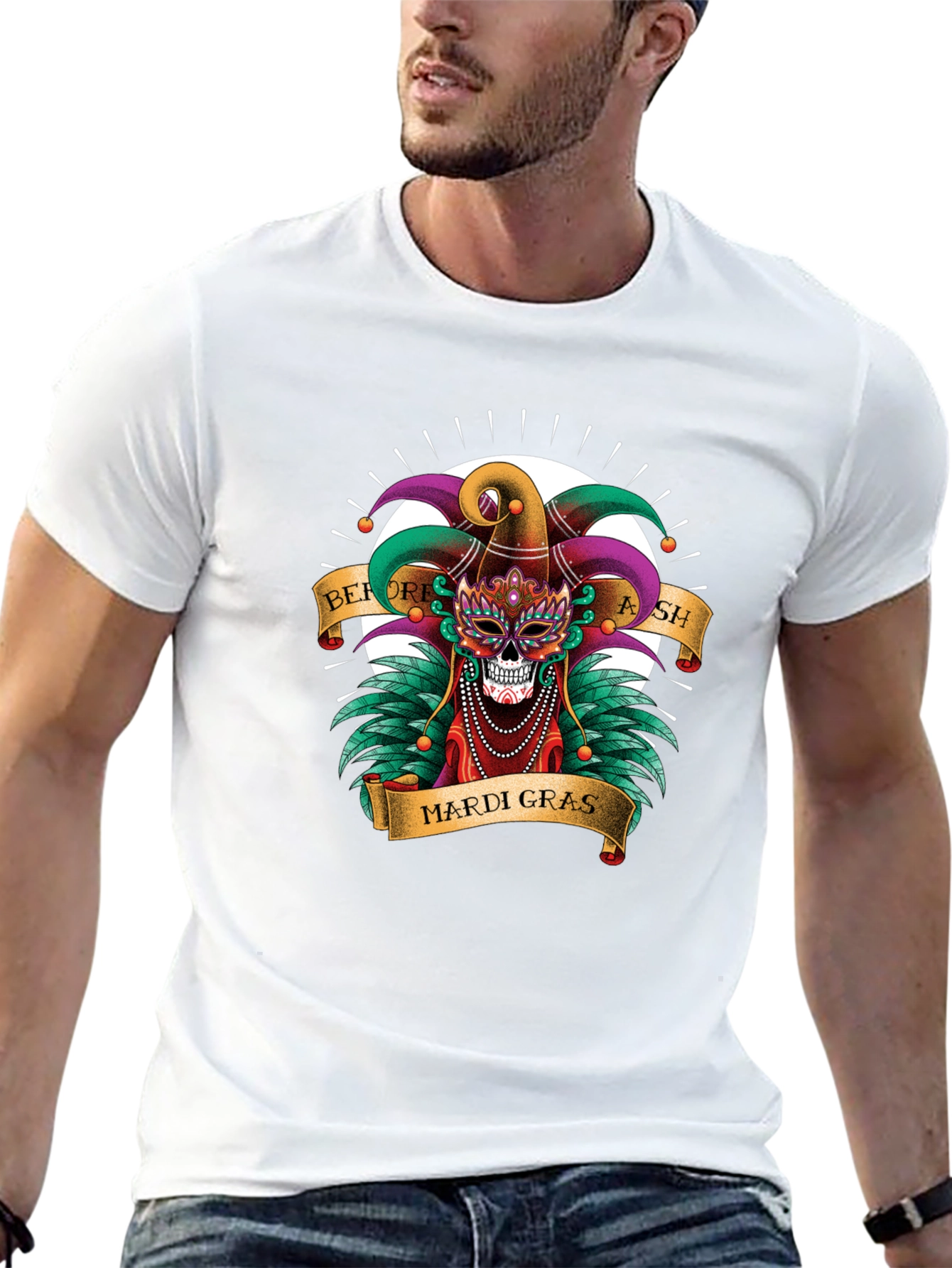 Mardi Gras Skull T-Shirt - Before Ash Celebration