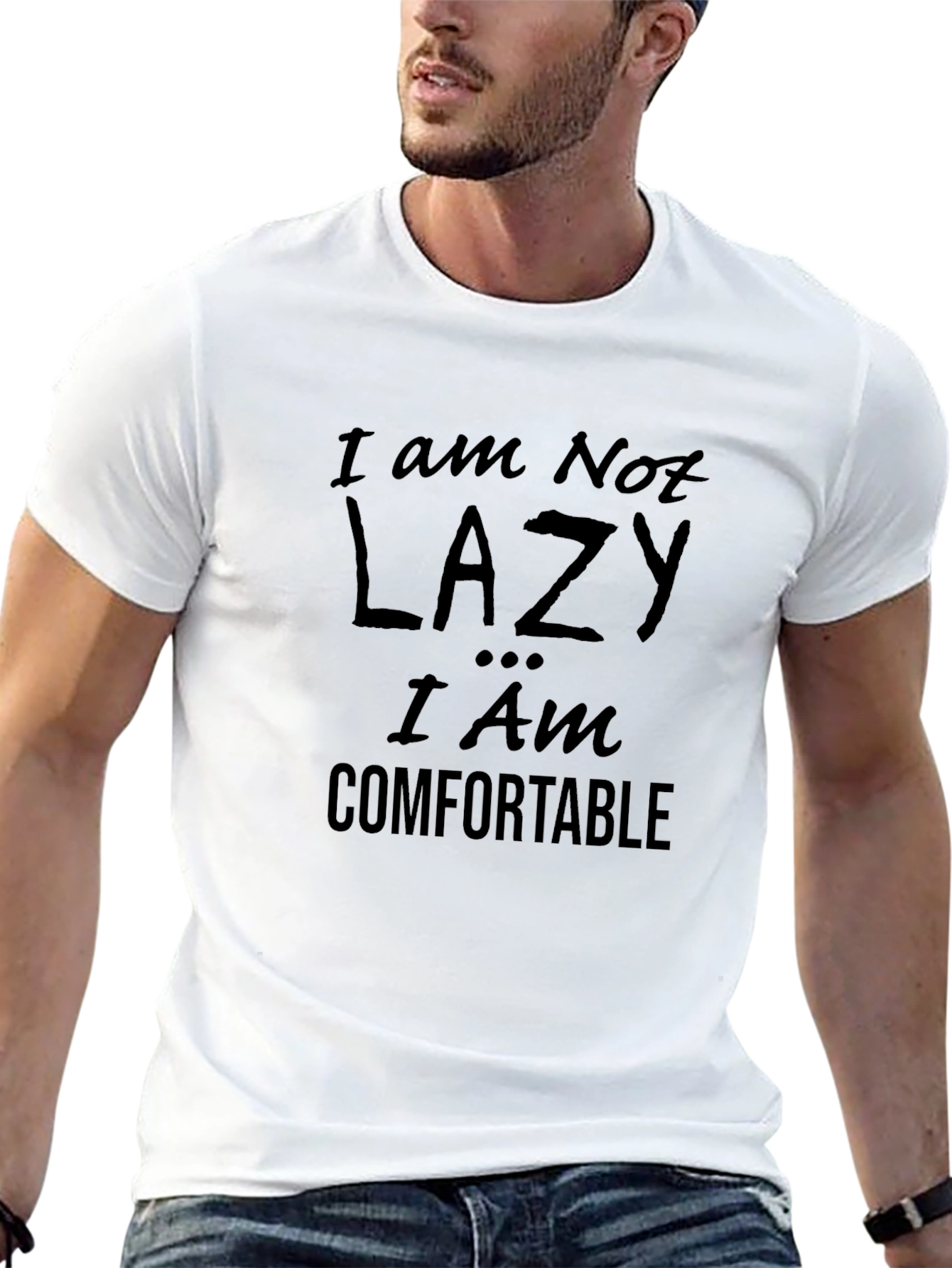 Comfortable Slogan T-Shirt - Black