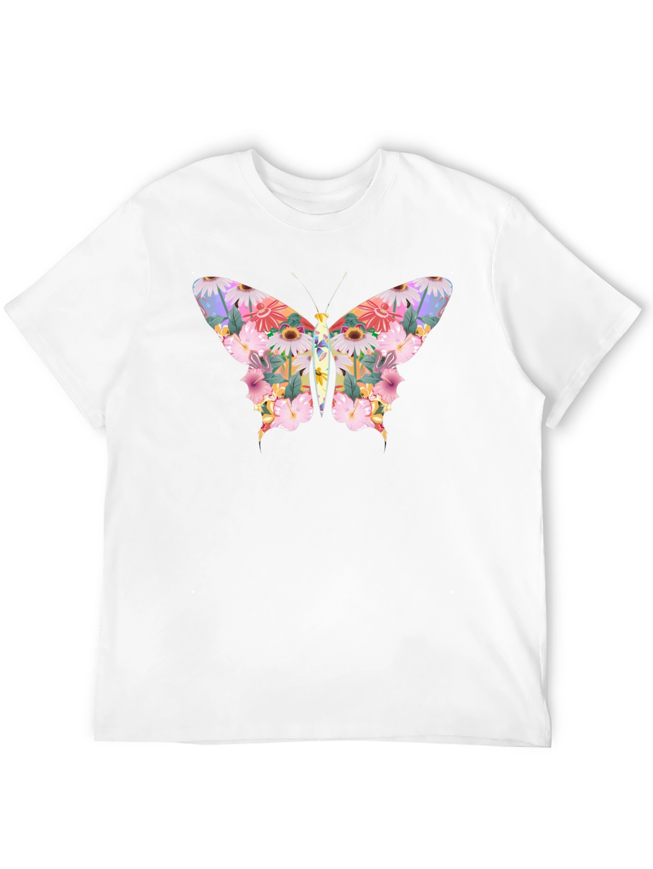 Floral Butterfly Graphic Black T-Shirt
