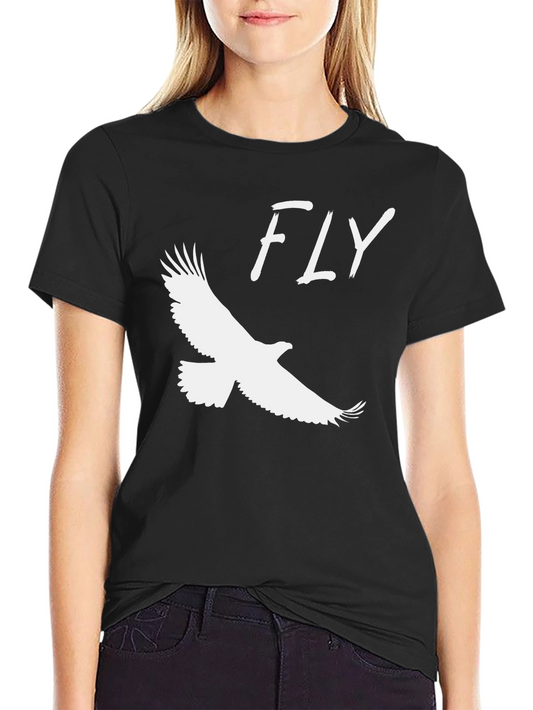 Fly Eagle Graphic Tee - Black Short Sleeve Crew Neck