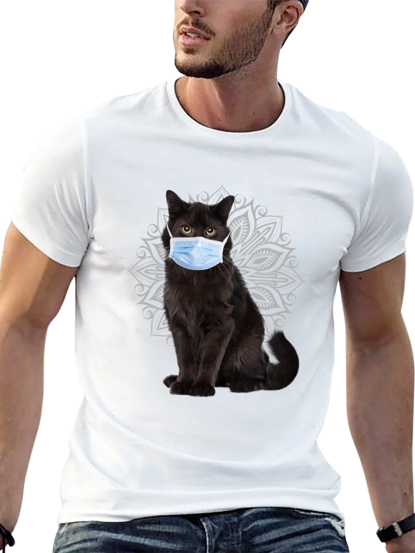 Masked Cat Graphic Tee - Unique Novelty T-Shirt