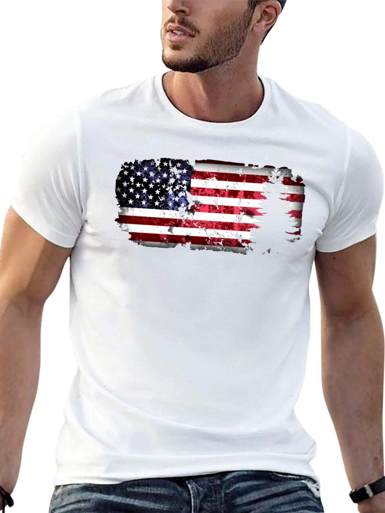 American Flag Tree Graphic T-Shirt