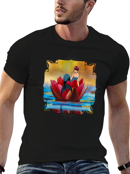 Mermaid on Lily Pad Graphic Tee - Unique Design