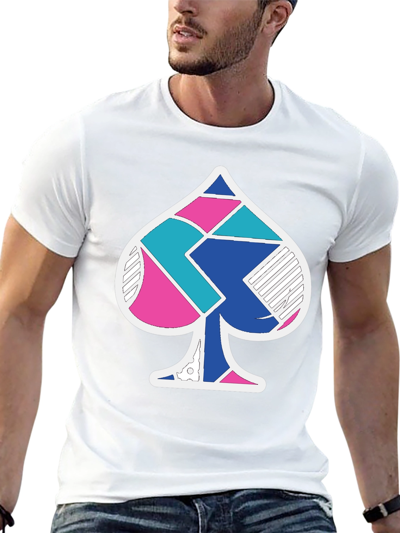Ace Spade Geometric Mens Black T-Shirt