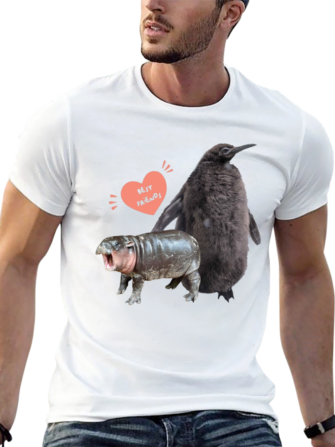 Penguin Hippo Best Friends Graphic Tee