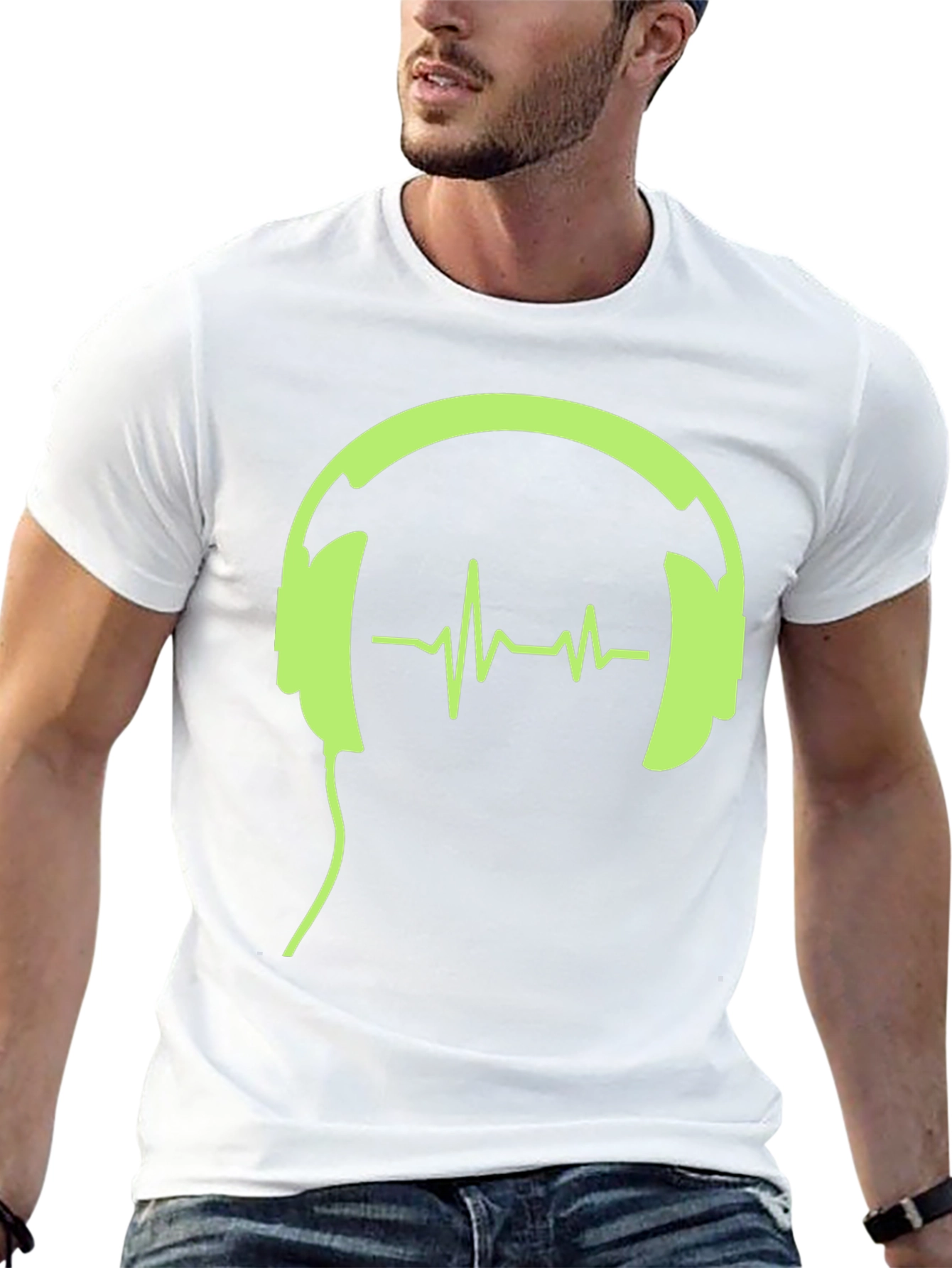Headphones and Heartbeat Graphic Tee
