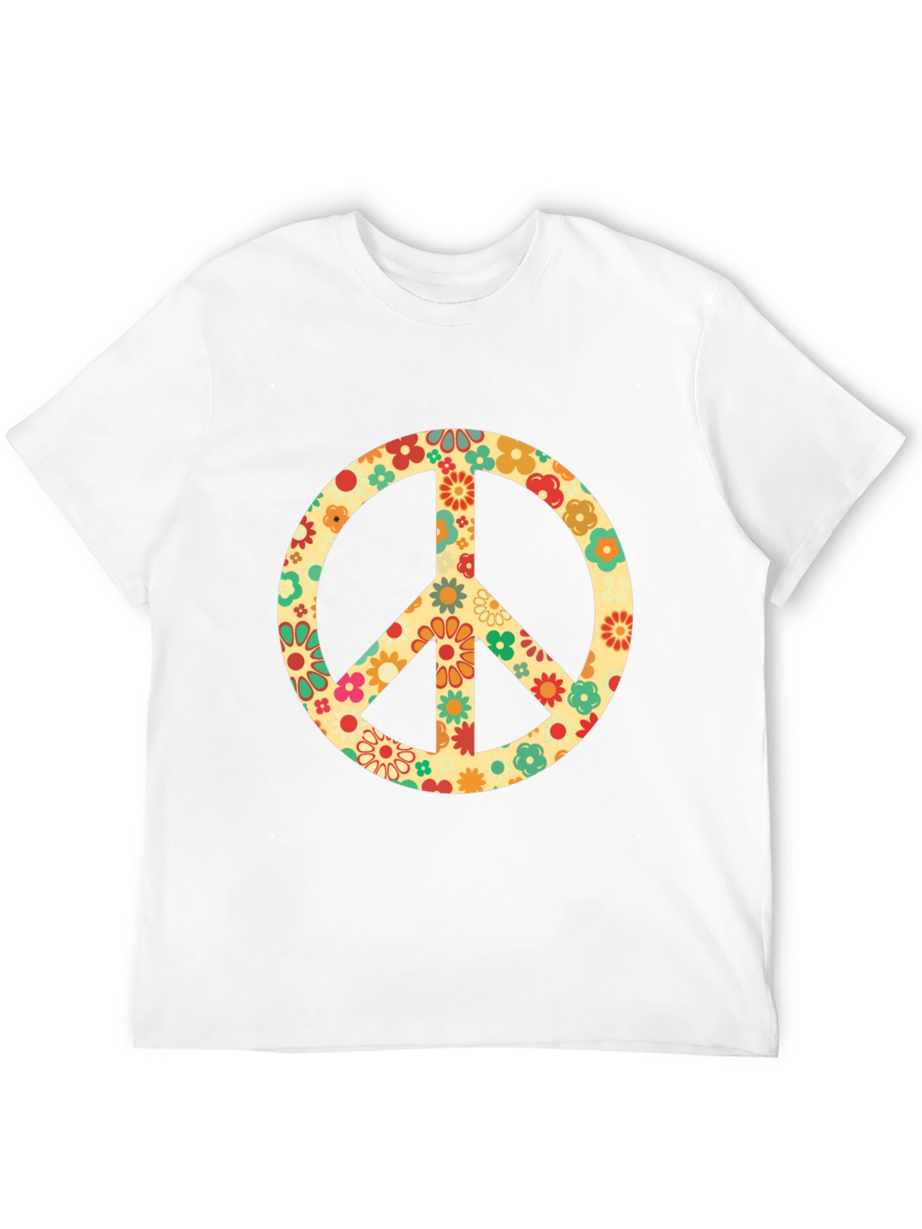 Retro Floral Peace Sign Graphic T-Shirt