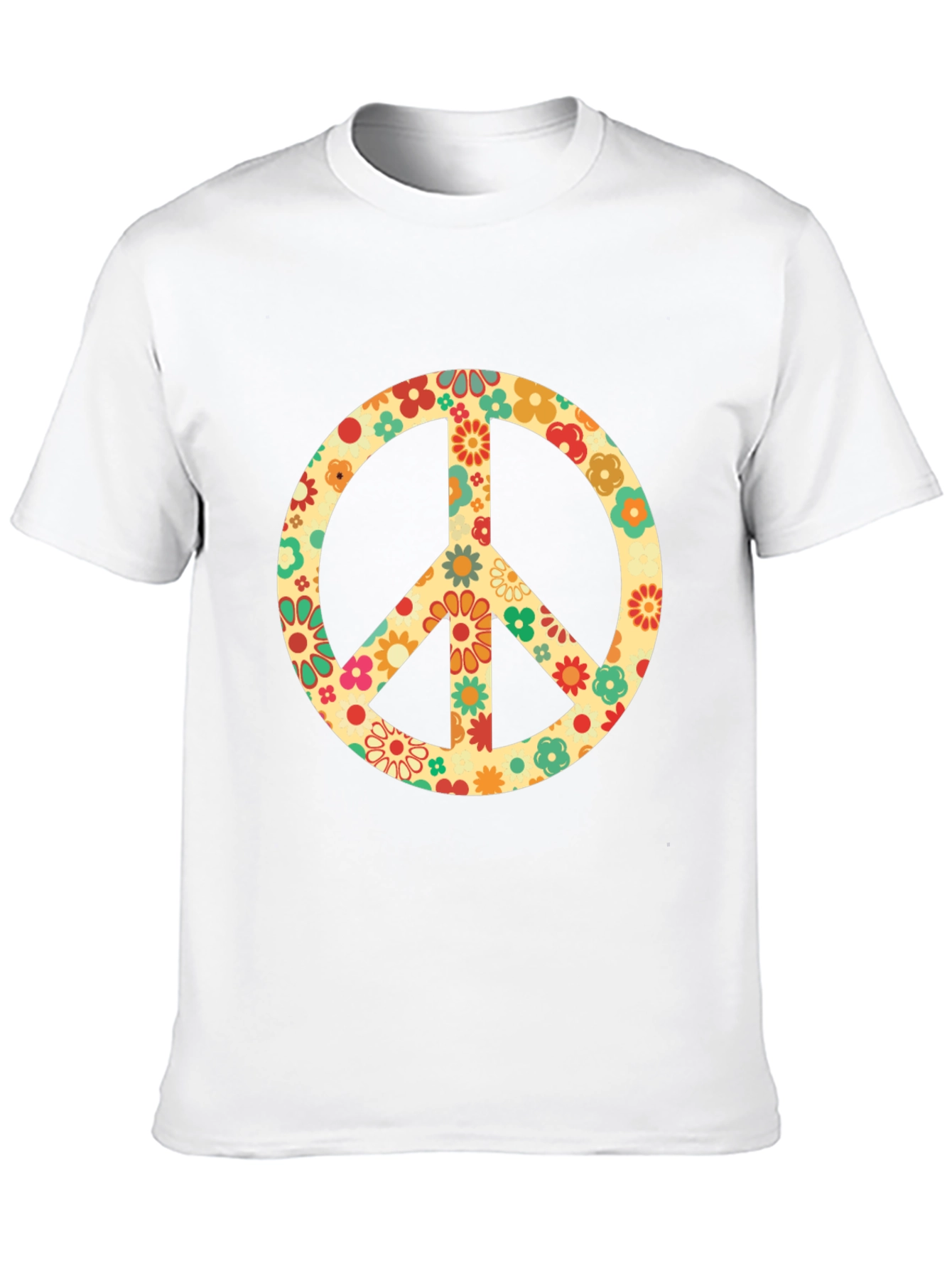 Retro Floral Peace Sign Graphic T-Shirt