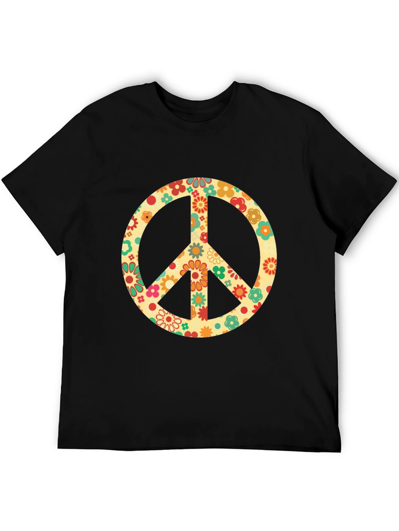 Retro Floral Peace Sign Graphic T-Shirt