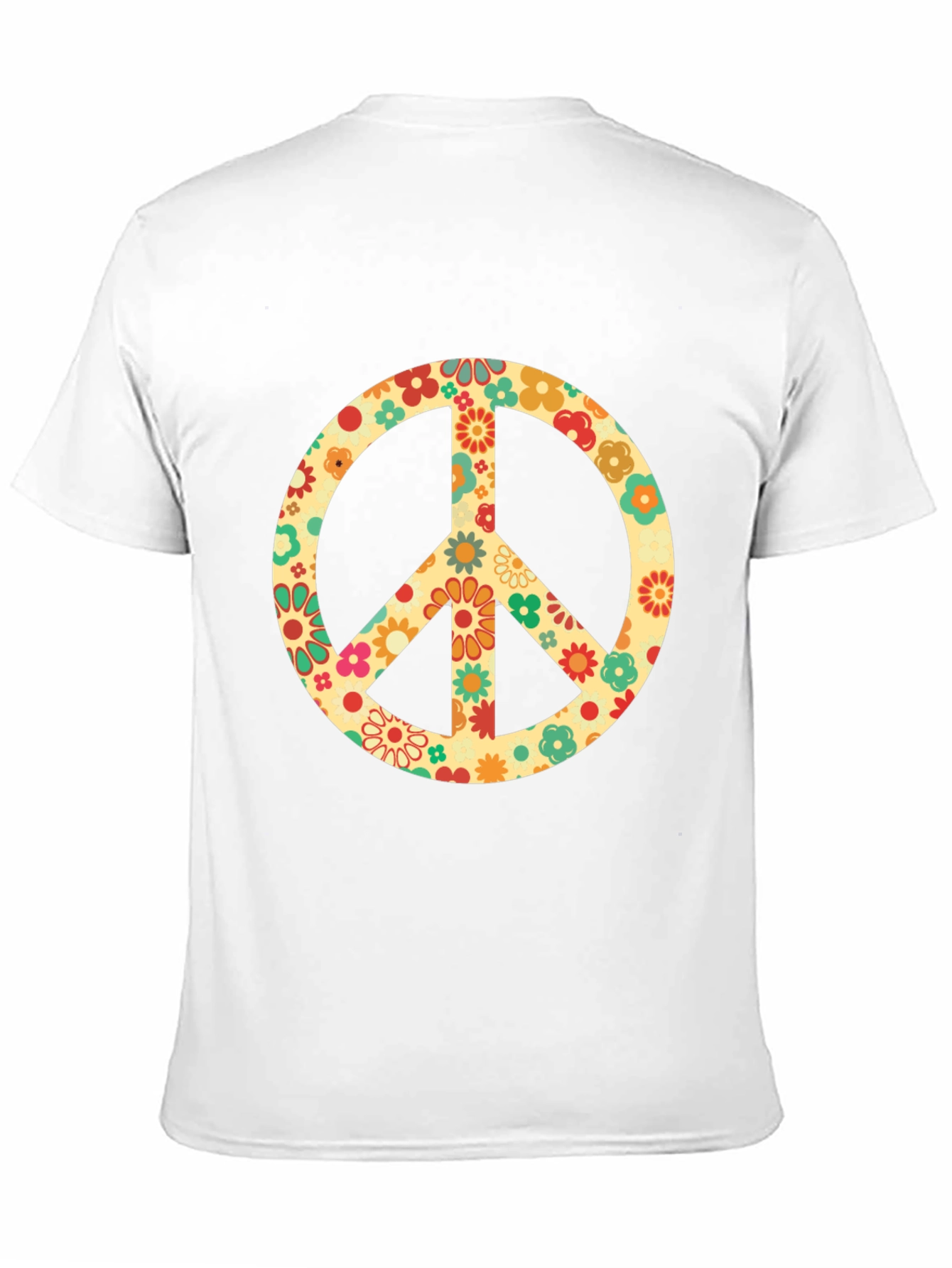 Retro Floral Peace Sign Graphic T-Shirt
