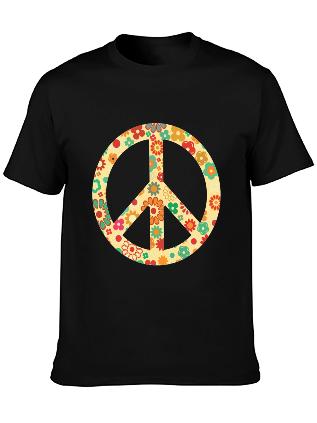 Retro Floral Peace Sign Graphic T-Shirt