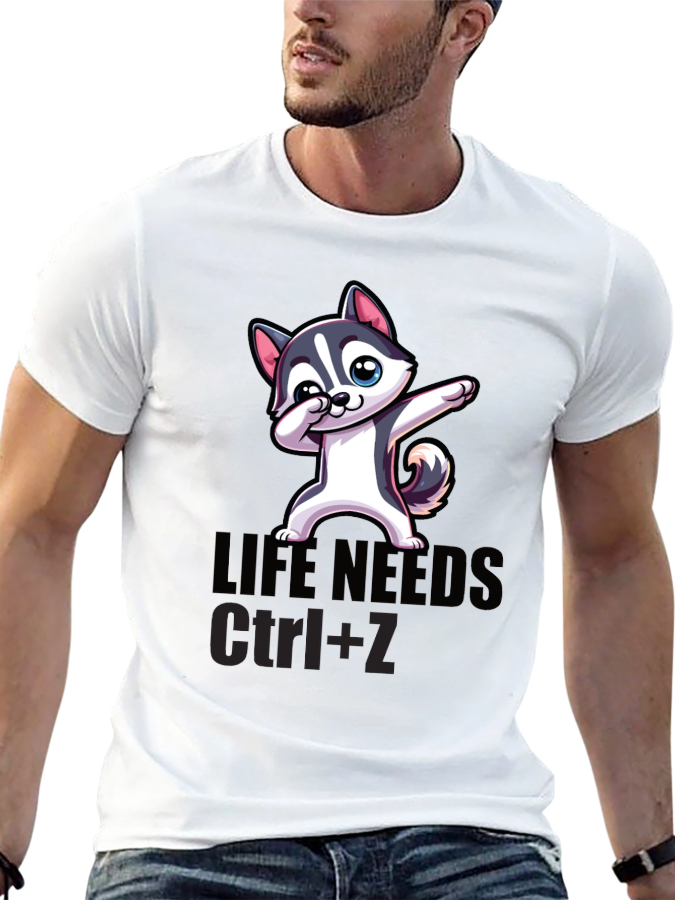 Life Needs Ctrl+Z T-Shirt Cartoon Dog Dab