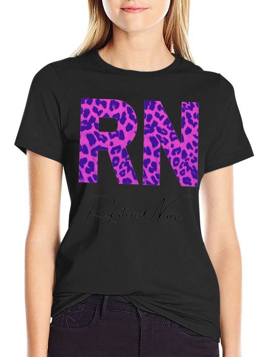RN Registered Nurse Leopard Print Graphic T-Shirt