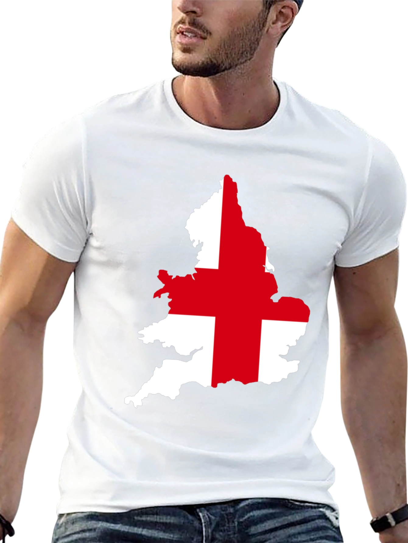 England Flag Map Graphic Tee - Black Cotton T-Shirt