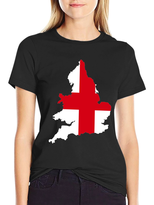 England Flag Map Graphic Tee - Black Cotton T-Shirt