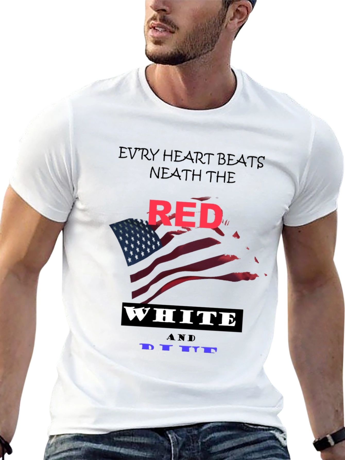 Patriotic Red White and Blue Flag Graphic T-Shirt