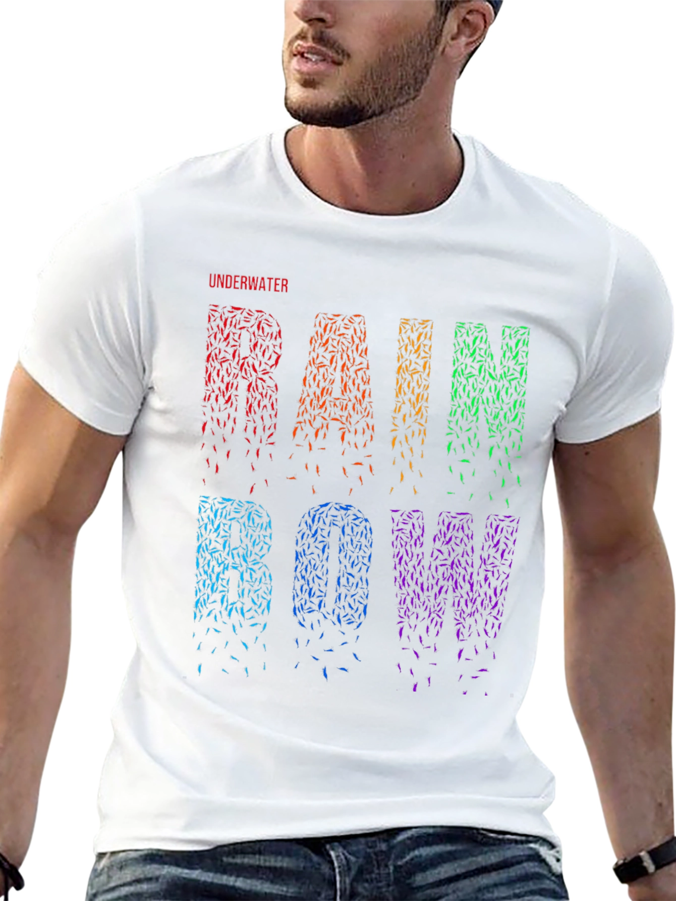 Underwater Rainbow Graphic T-Shirt - Black