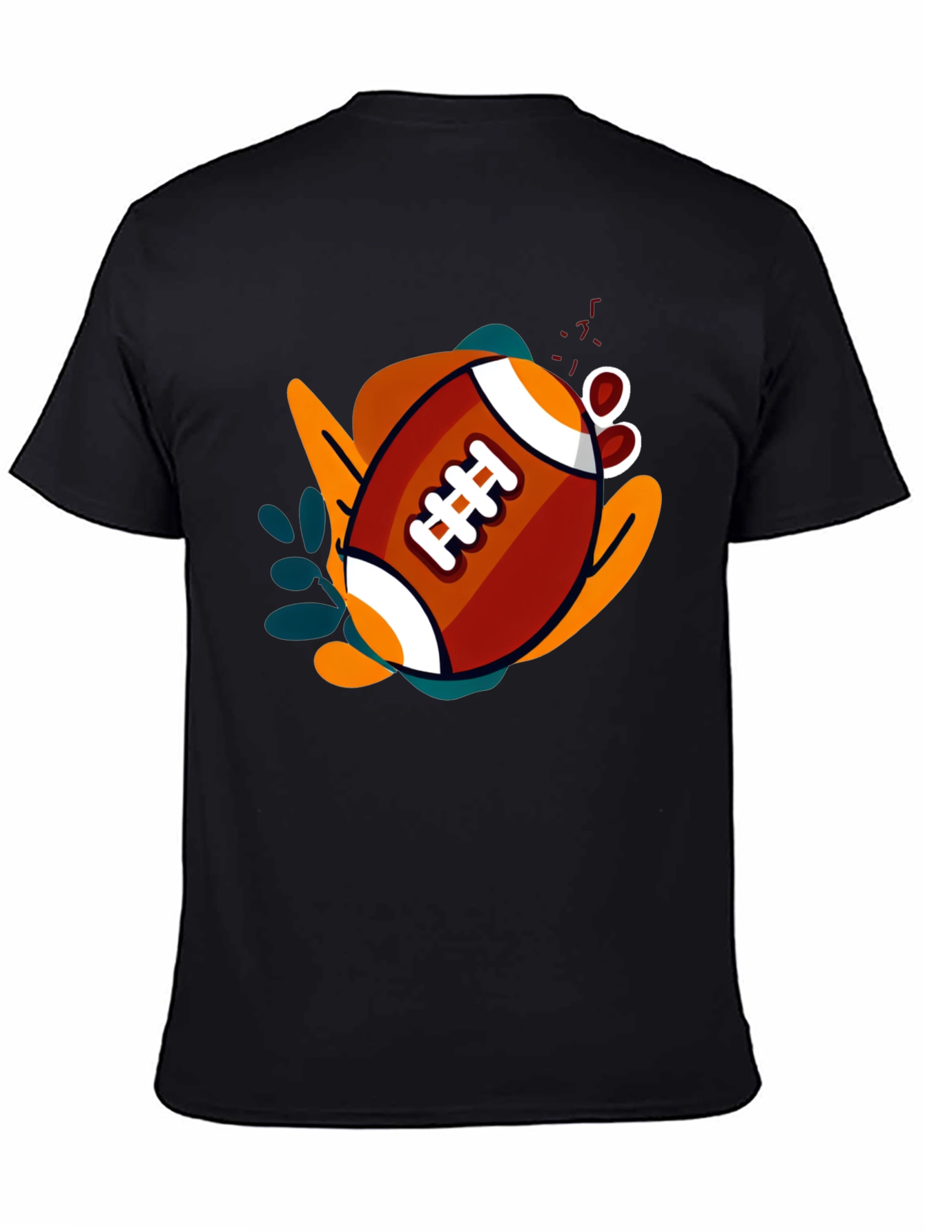 Graphic Football T-Shirt - Black Casual Tee