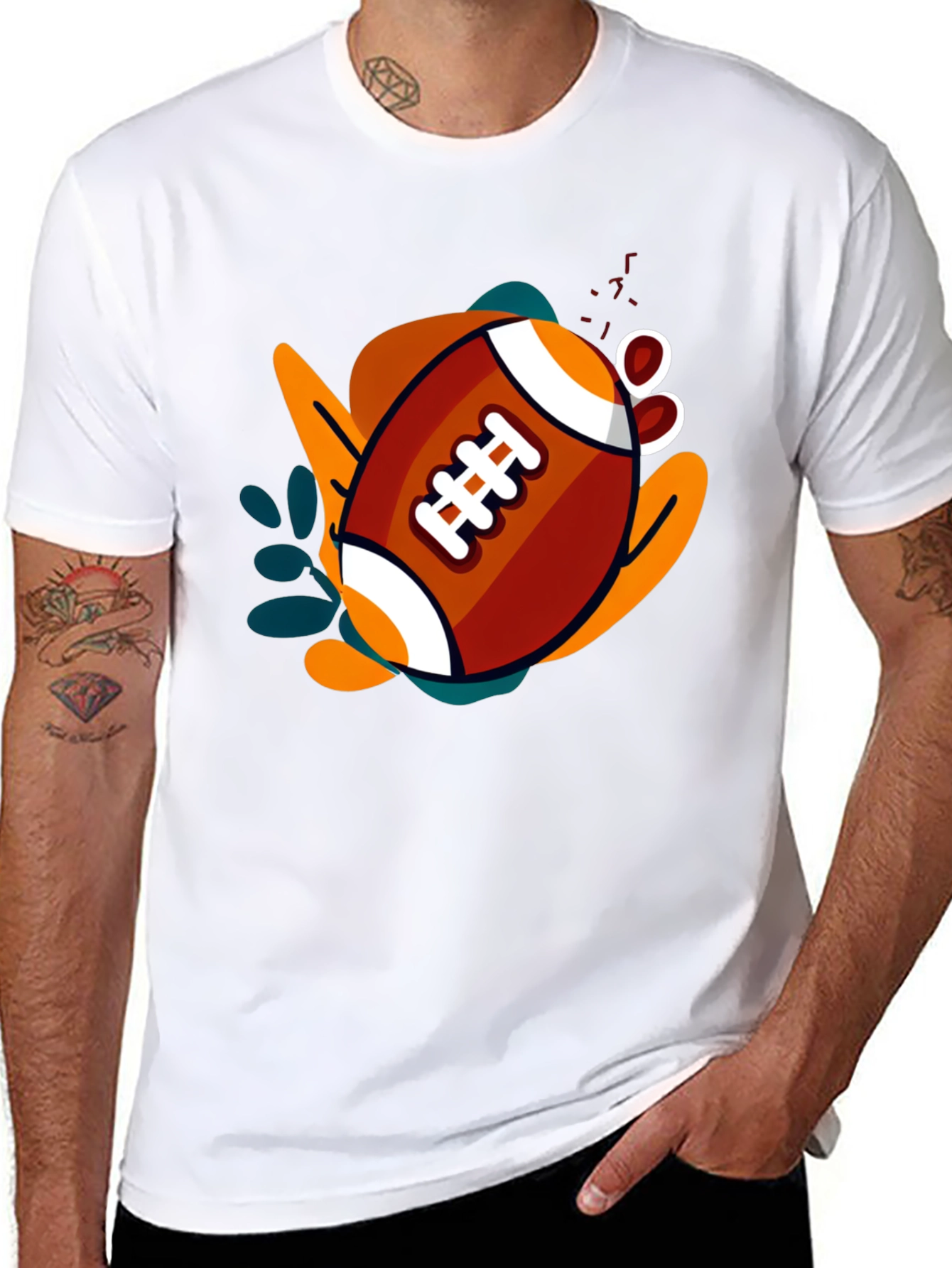Graphic Football T-Shirt - Black Casual Tee