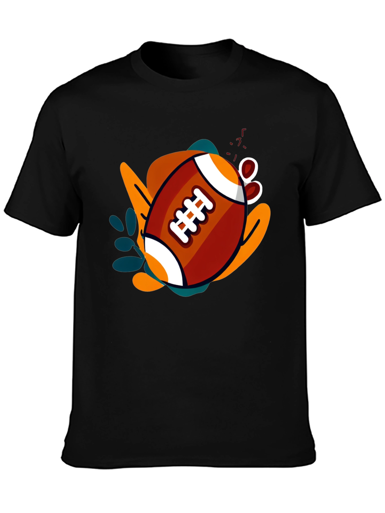 Graphic Football T-Shirt - Black Casual Tee