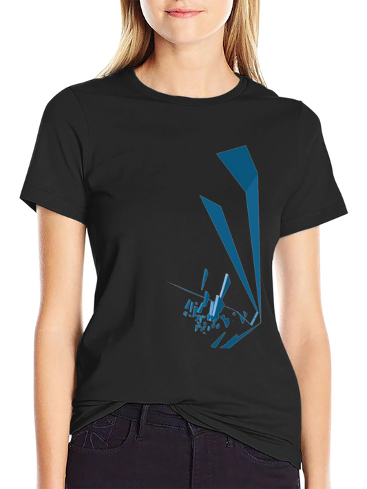 Abstract Geometric Graphic Print Black Tee