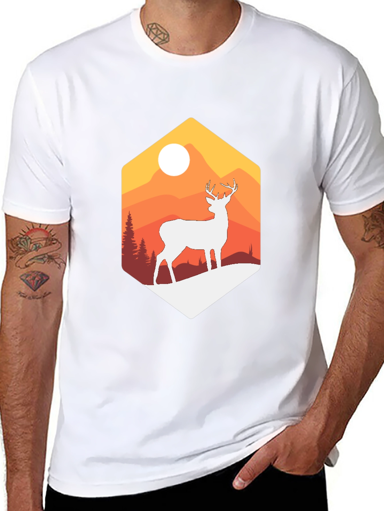 Mountain Deer Graphic Tee - Nature Inspired Design