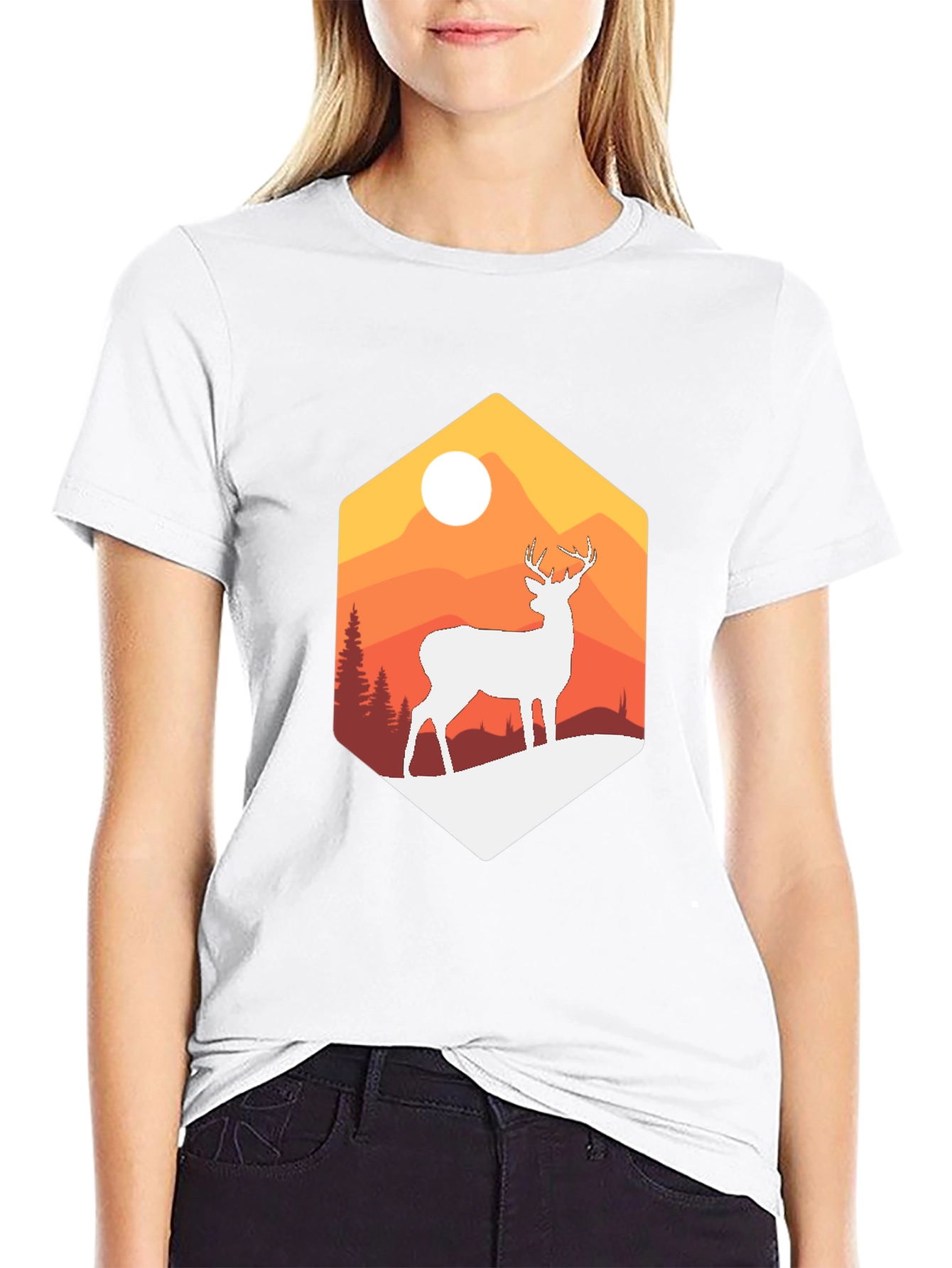 Mountain Deer Graphic Tee - Nature Inspired Design