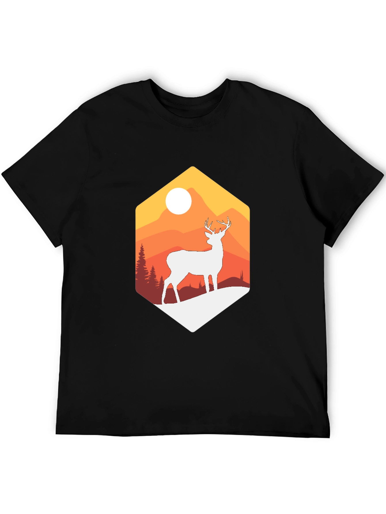 Mountain Deer Graphic Tee - Nature Inspired Design