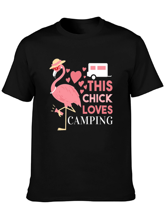 Funny Camping Flamingo Graphic Tee