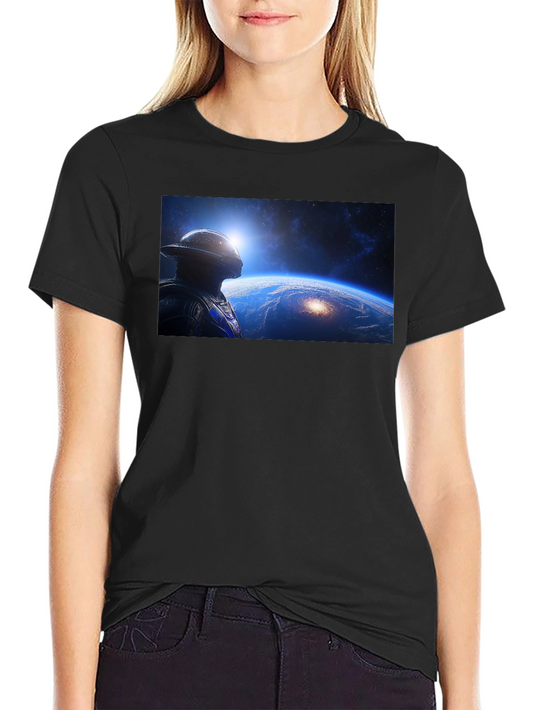 Astronaut Stargazing Graphic T-Shirt - Black