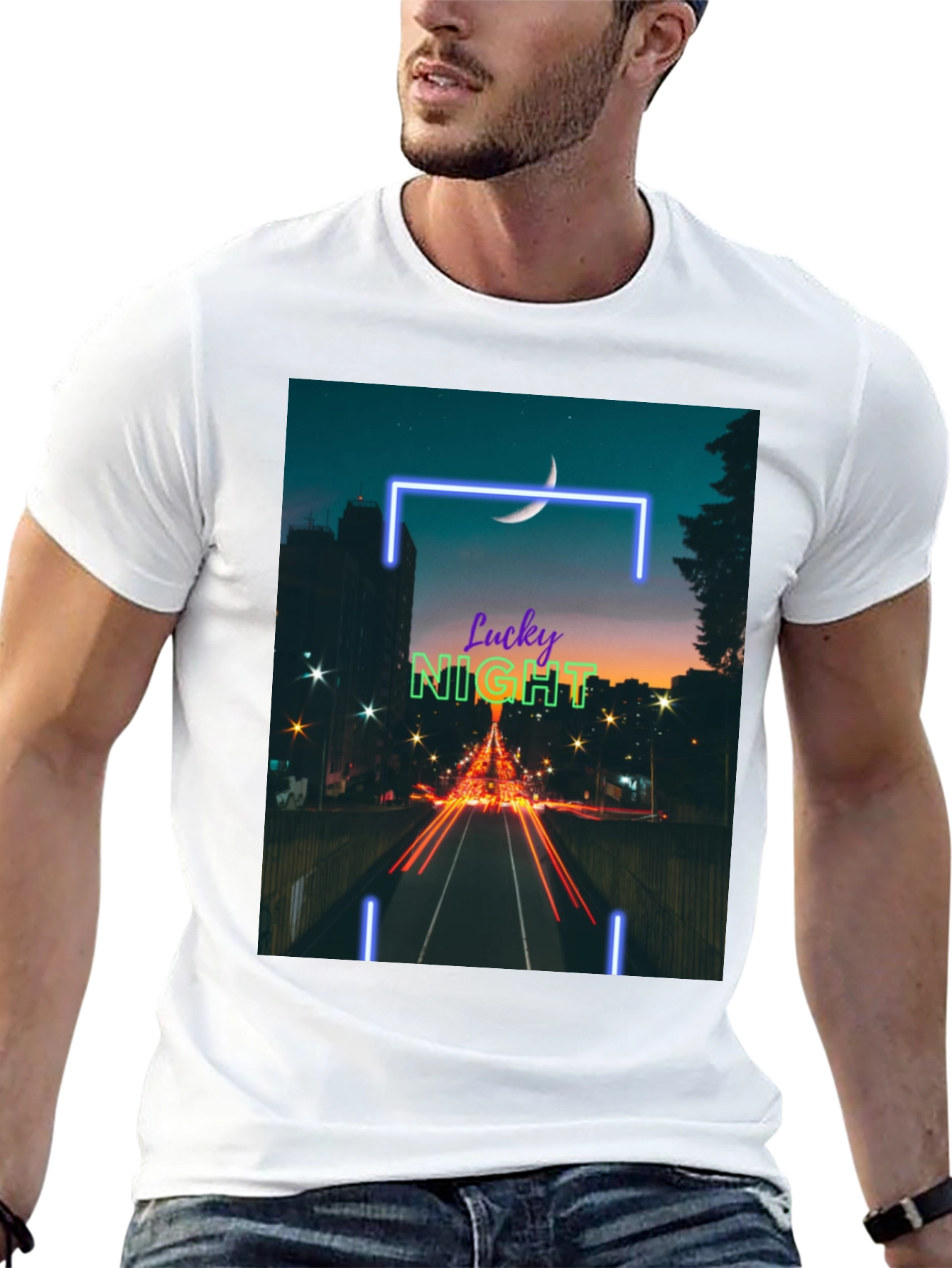 Lucky Night Cityscape Tee - Urban Style