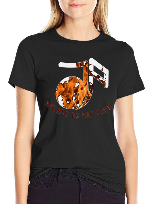Fiery Music Note Graphic Tee - Music is My Life!