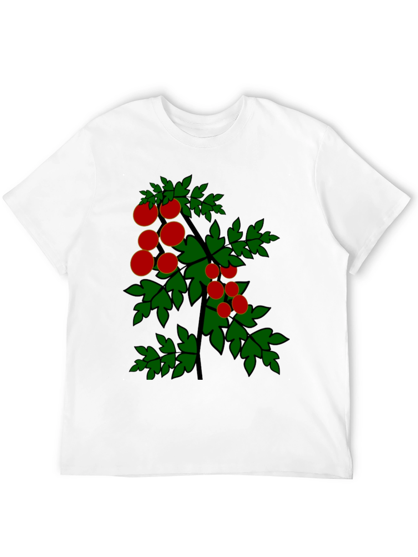 Tomato Plant Graphic Tee - Black Cotton T-Shirt