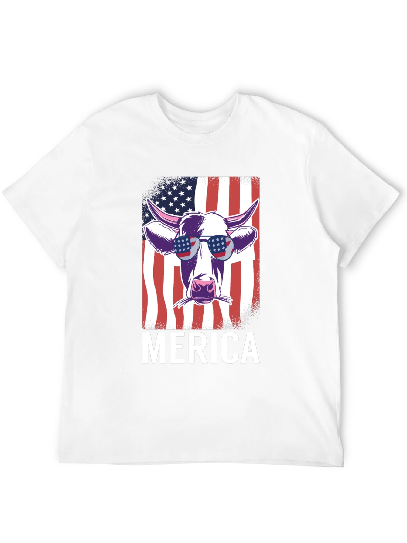 Merica Cow T-Shirt - Patriotic USA Flag