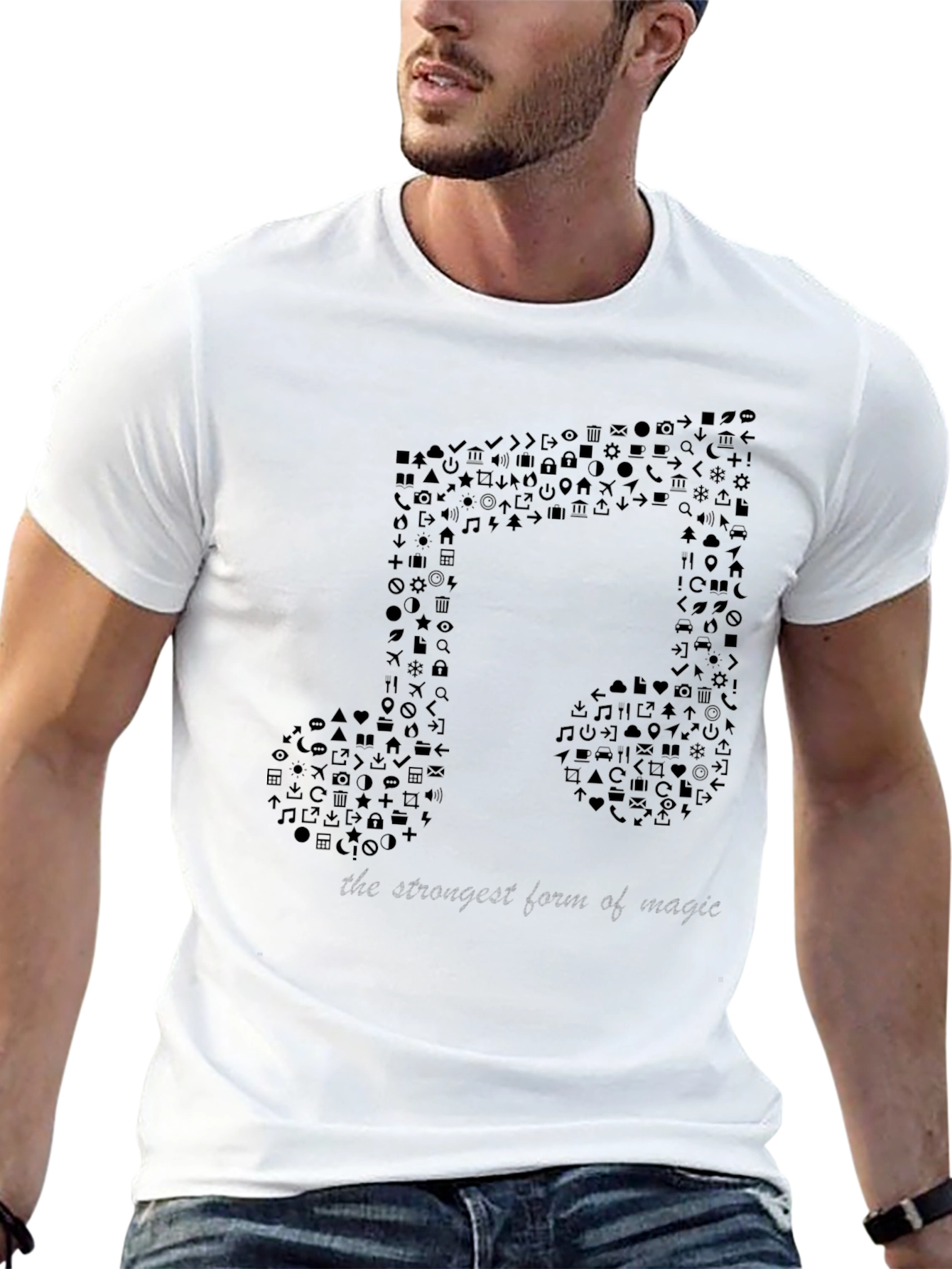 Musical Note Graphic T-Shirt - Mens Black Tee