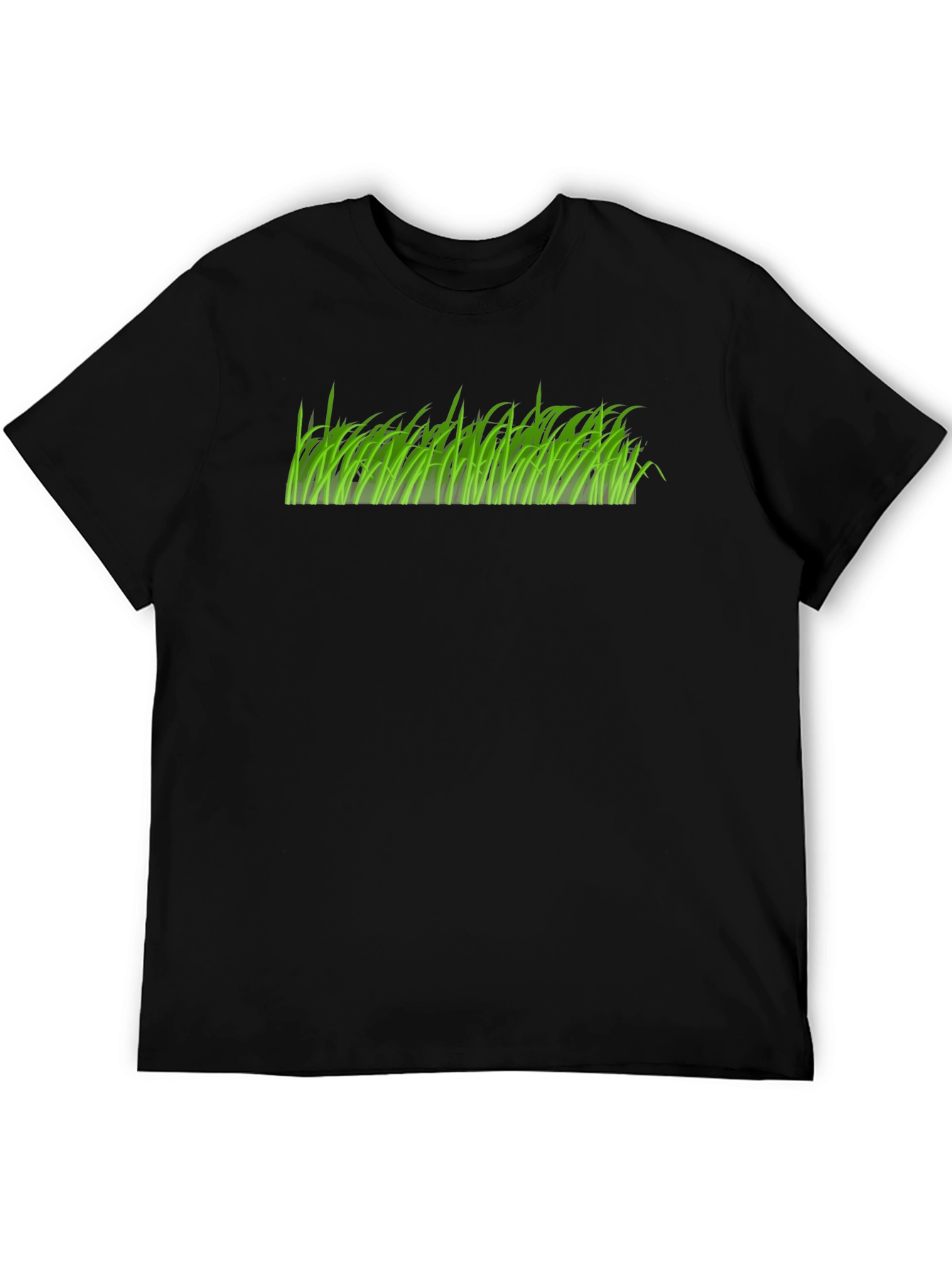 Green Grass Graphic Print Black T-Shirt
